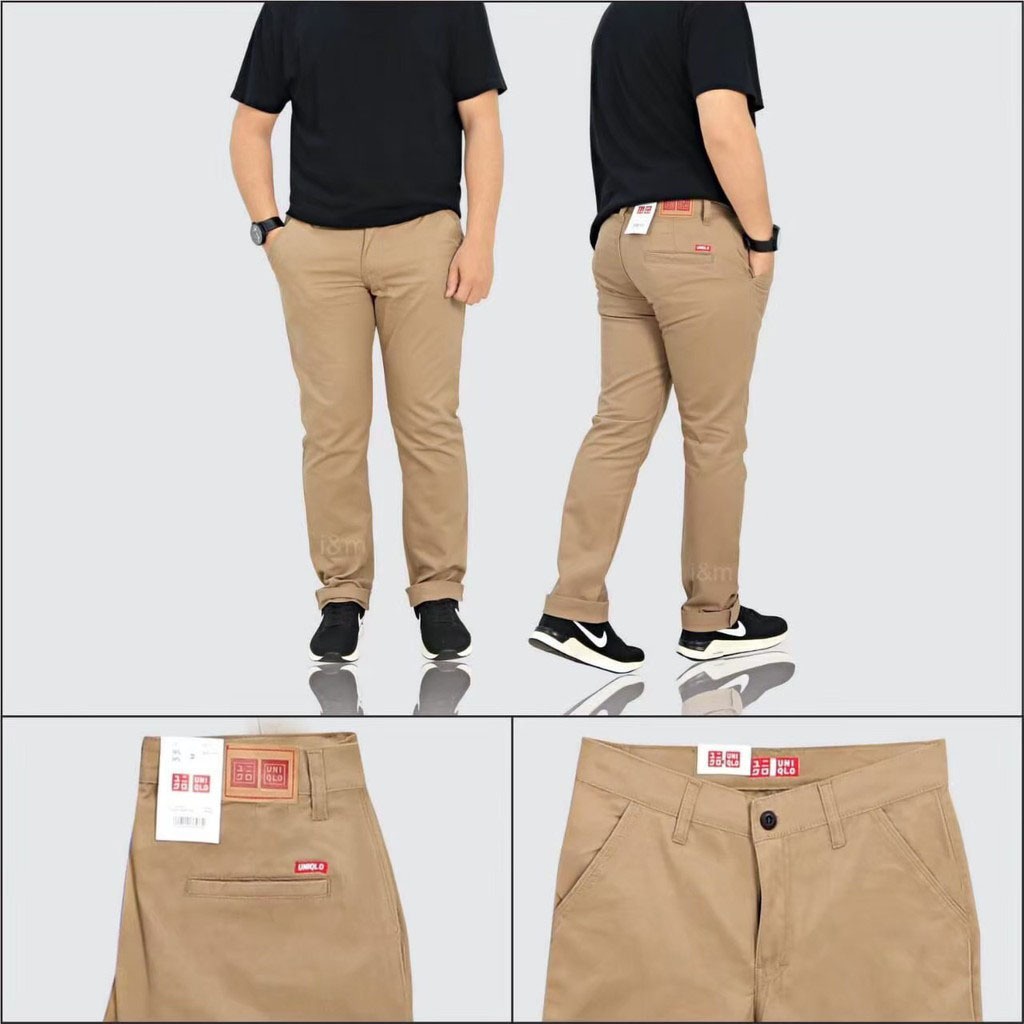 Celana chino Pria Slim Fit UNIQLO Premium I'M Rules