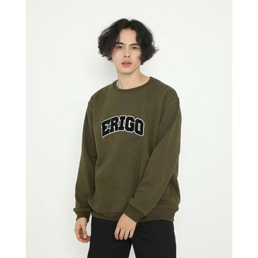 Sweatshirt Erigo - Sweater Crewneck ERG Bordir - Bahan Tebal Flecce Lokal Brand Original