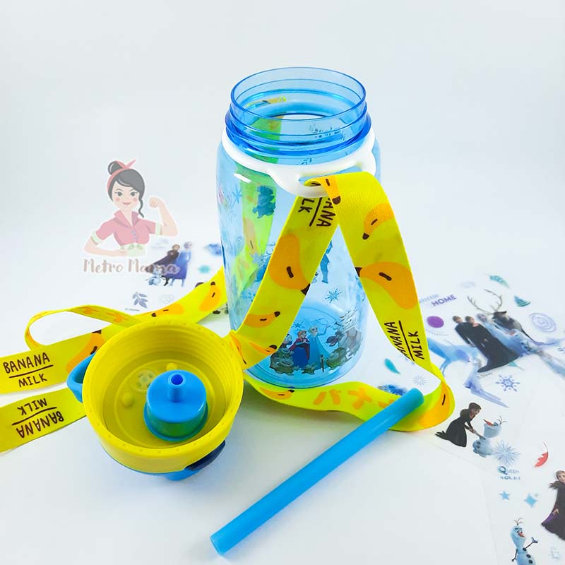 Botol Minum Anak Transparan dengan Lanyard BPA FREE bisa Mix and Match Stiker DIY