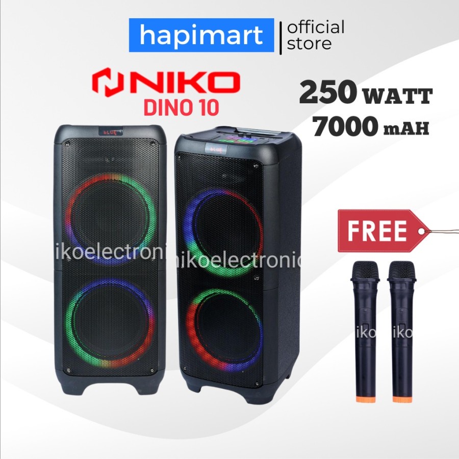 Niko Dino 10 Speaker Bluetooth Portable Meeting 250 Watt FREE 2 Mic