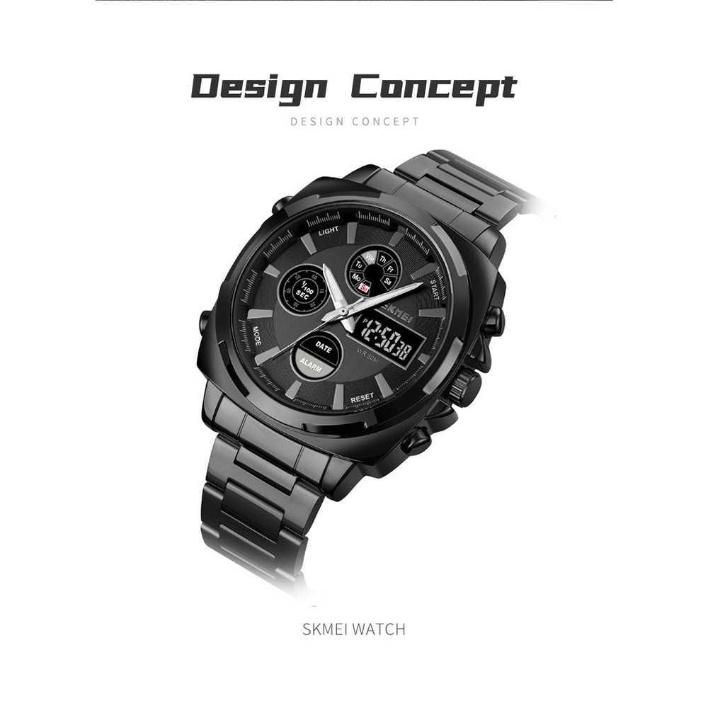 Original SKMEI Jam Tangan Pria Luxury Stainless Steel Wristwatch - 1673