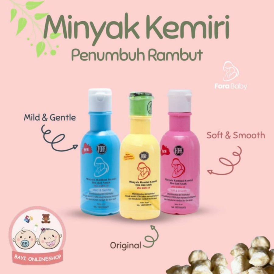 Minyak Kemiri Murni + Jojoba Oil Penumbuh Rambut dan Alis FORA BPOM 65ml Bayi online shop