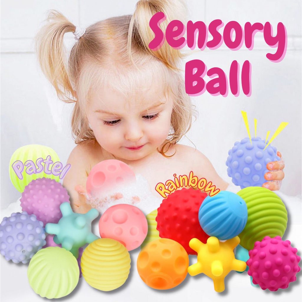 6pcs Bola Sensori SENSORY BALL Bunyi Tekstur Melatih Motorik Halus dan Mengenalkan Tekstur Set Isi 6 MAINAN BOLA KARET ANAK - Training Ball Children Multicolor Bunyi Cit cit Sensori Integrasi Melatih Motorik Halus Tekstur Bidang Tumbuh Kembang Otak