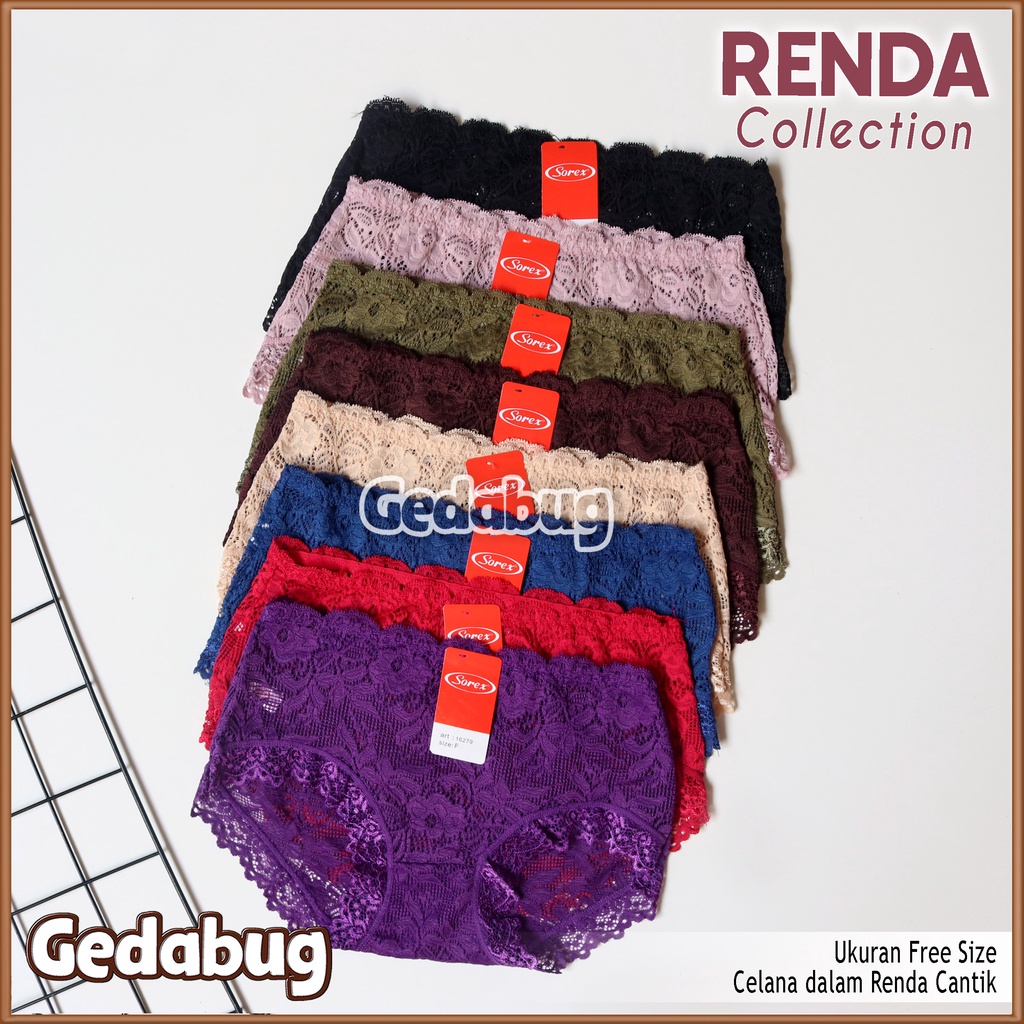 3 Pcs - CD Wanita Sorex 16279 Renda Sexy | Celana dalam wanita dewasa Free Size Fit to L-XL | Gedabug