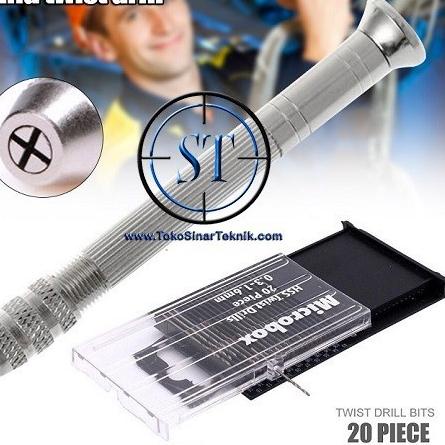 ⅍ Mini Pen Hand Drill Bor Manual Tangan Bonus 20 pcs Mata Bor Microbox HSS Tekan PCB Set Lubang ♝
