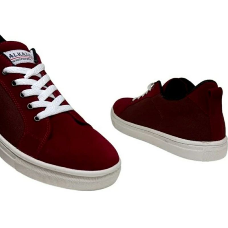 THE MALKA Sepatu Casual Pria Men shoes-504 Sepatu Sneakers Kasual Kulit Suede Maroon 39.44 Clasic