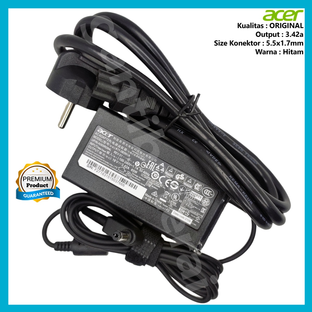 Adaptor Charger Acer Swift 3 SF314-55 SF314-56 SF314-57 19V~3.42A 65W