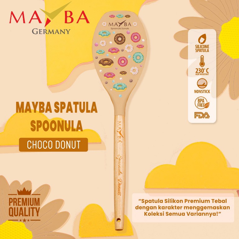 SPATULA SPOONULA SILIKON MAYBA Pilihan Karakter unicorn AMOR Sutil Silicon Motif donat choco