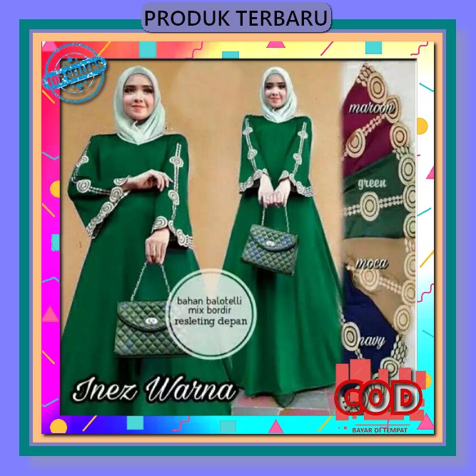 Baju Gamis Drees Stelan Pesta Lengan Panjang Wanita Remaja Dewasa Kekinian Pakaian Setelan Games Dre