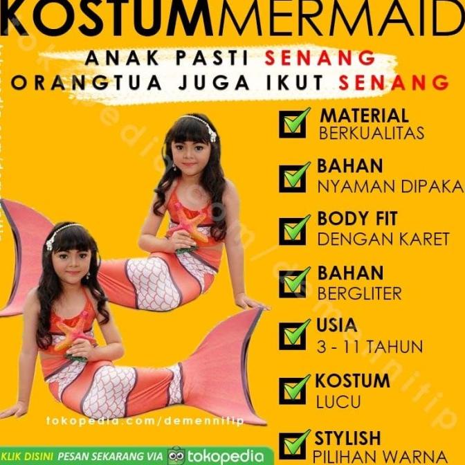 Kostum mermaid nemo kostum putri duyung anak baju renang anak