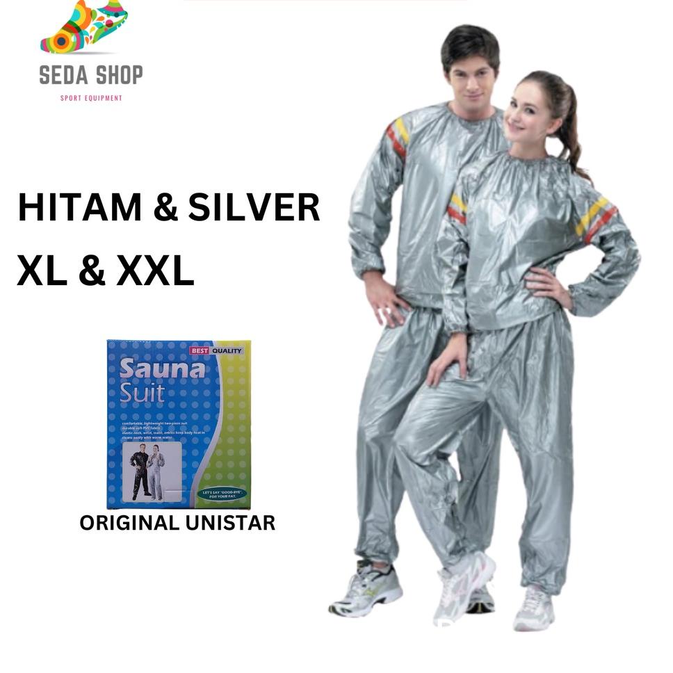 ☛ 100% terbaik Sauna Suit Pembakar Lemak Jaket Parasut Olahraga Jumbo Pria Wanita XL XXL Unistar .,.,.,..,
