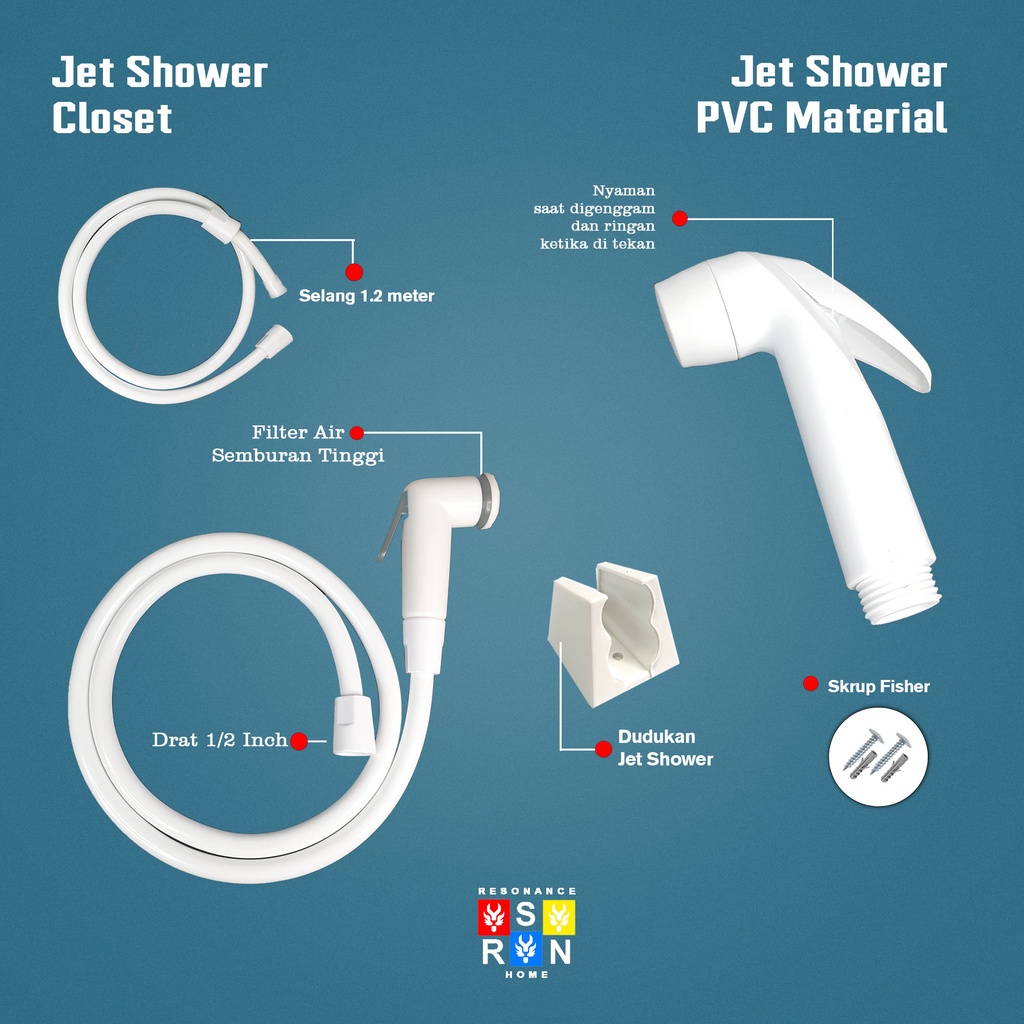 Jet Shower PVC / Cebok / Semprotan Kamar Mandi / Resonance Home