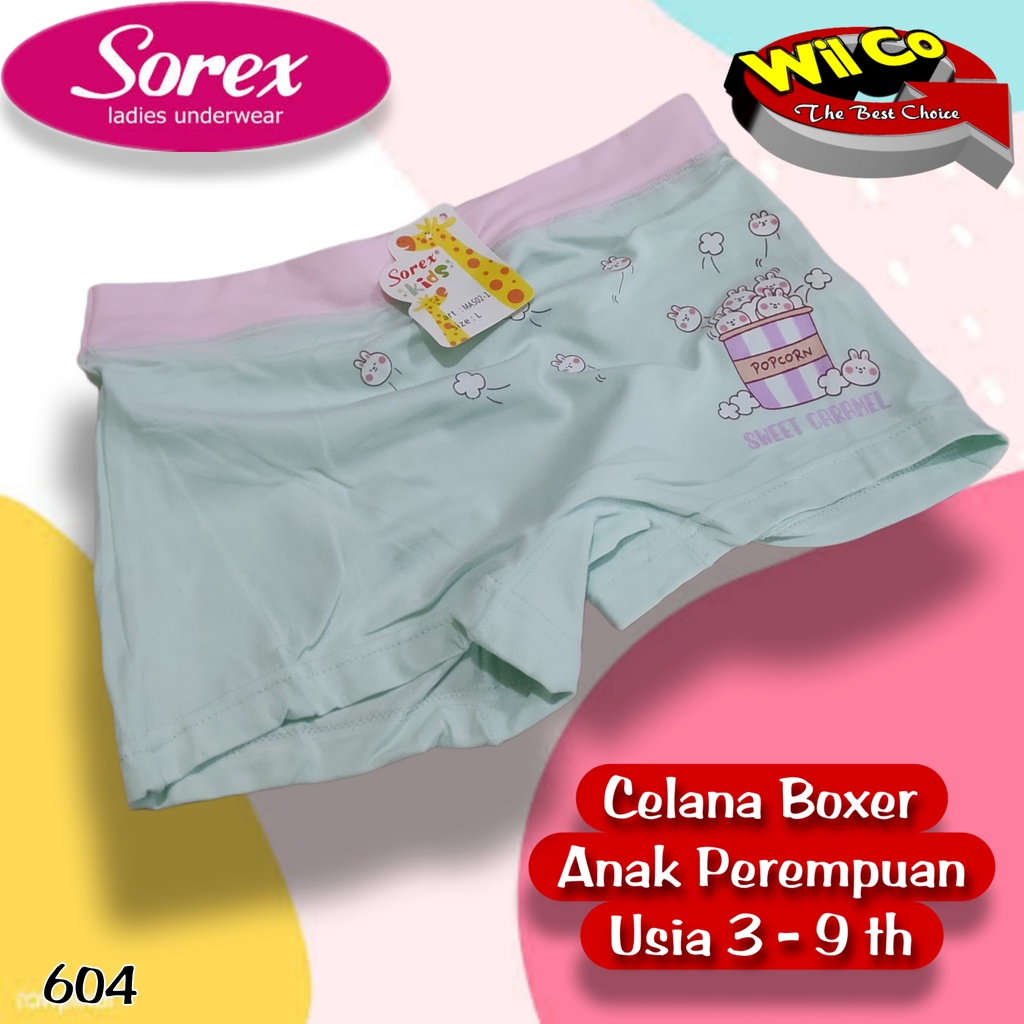 K604 - (HARGA PER 1 PCS) CELANA DALAM BOXER ANAK WANITA SOREX SIZE M - XL