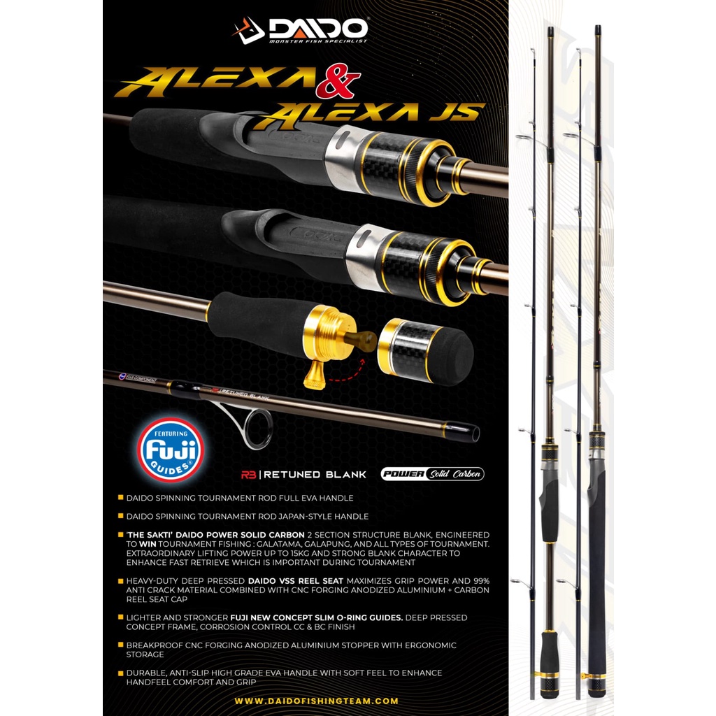 Joran Pancing Daido Alexa Solid / Japan style 150cm - 180cm (8kg-15kg) Fuji Carbon Solid - Engkus Fishing