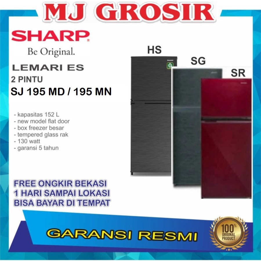 KULKAS SHARP SJ 195 MD / 195 MN LEMARI ES 2 PINTU SJ195MD SJ 195MD