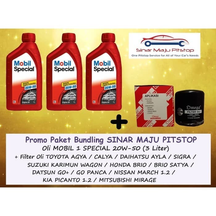 Paket Oli MOBIL SPECIAL 20W-50 - 3 Ltr & Filter DAIHATSU AYLA & SIGRA ORIGINAL