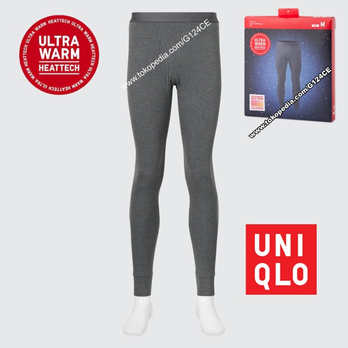 Terlaris Celana Longjohn Pria Uniqlo Heattech Ultrawarm Tights 400231 Dark Grey