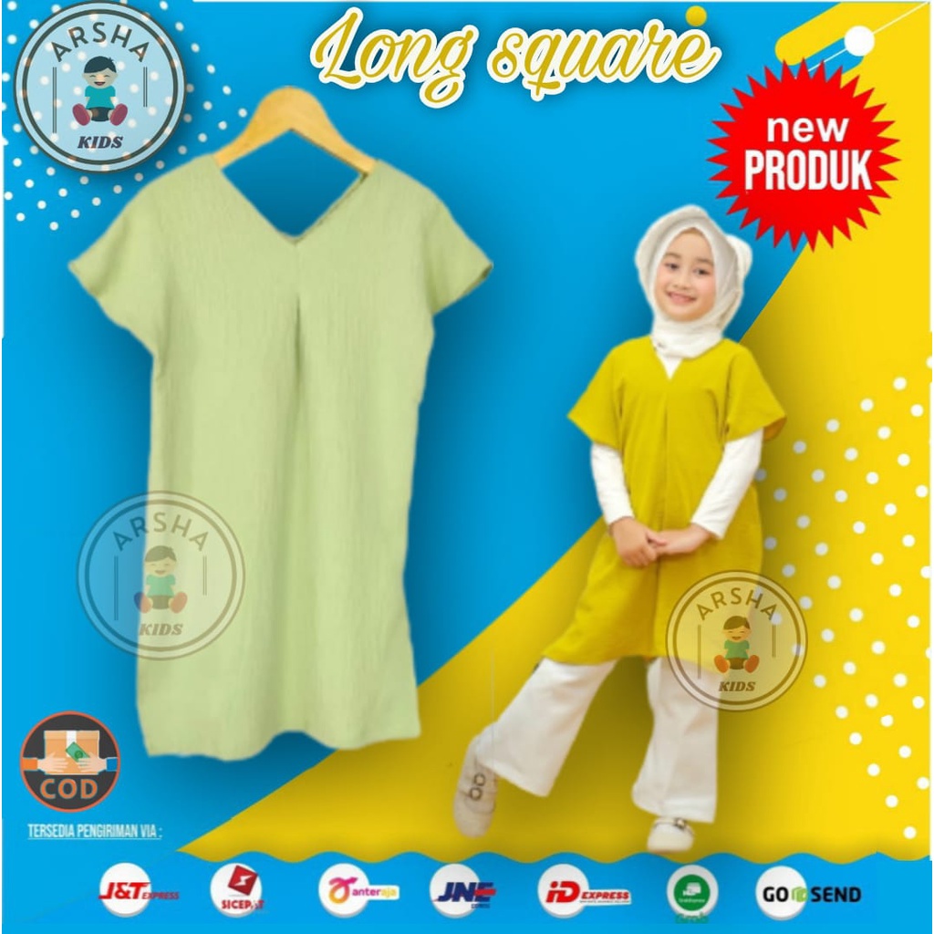 Long square nagita anak baju anak perempuan atasan blouse anak perempuan crincle