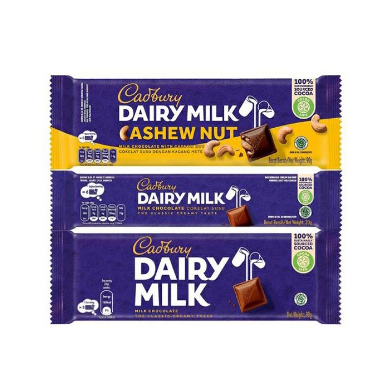 

BARU! Paket Cadbury Dairy Milk Chocolate Cashew Nut 90 gCadbury Dairy Milk Chocolate 30 g Cadbury Dairy Milk Chocolate 90 g