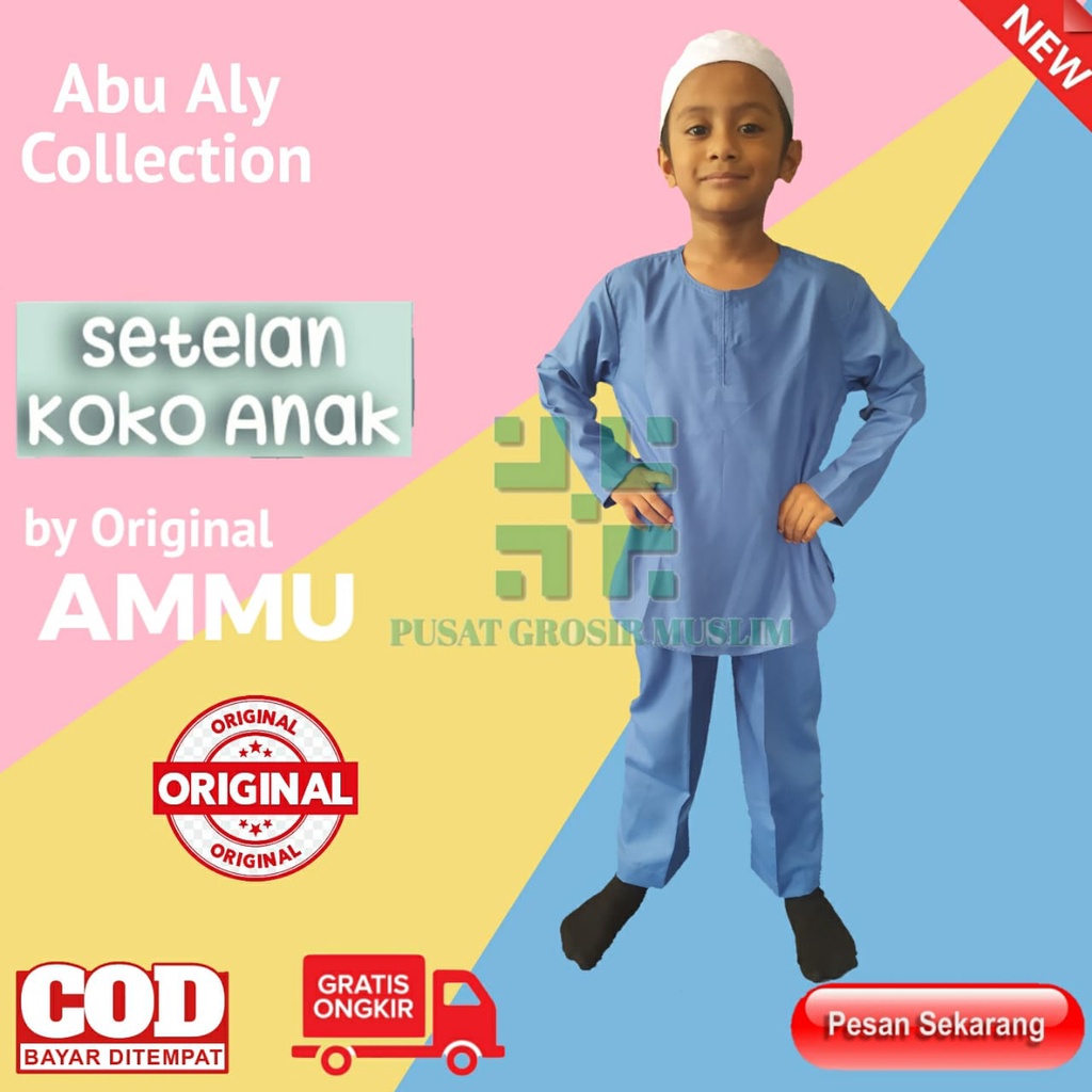 Promo Baju Koko Setelan Anak Original Abu Ali by ammu Anak, Abu Ali Bahan Katun, Abu Aly