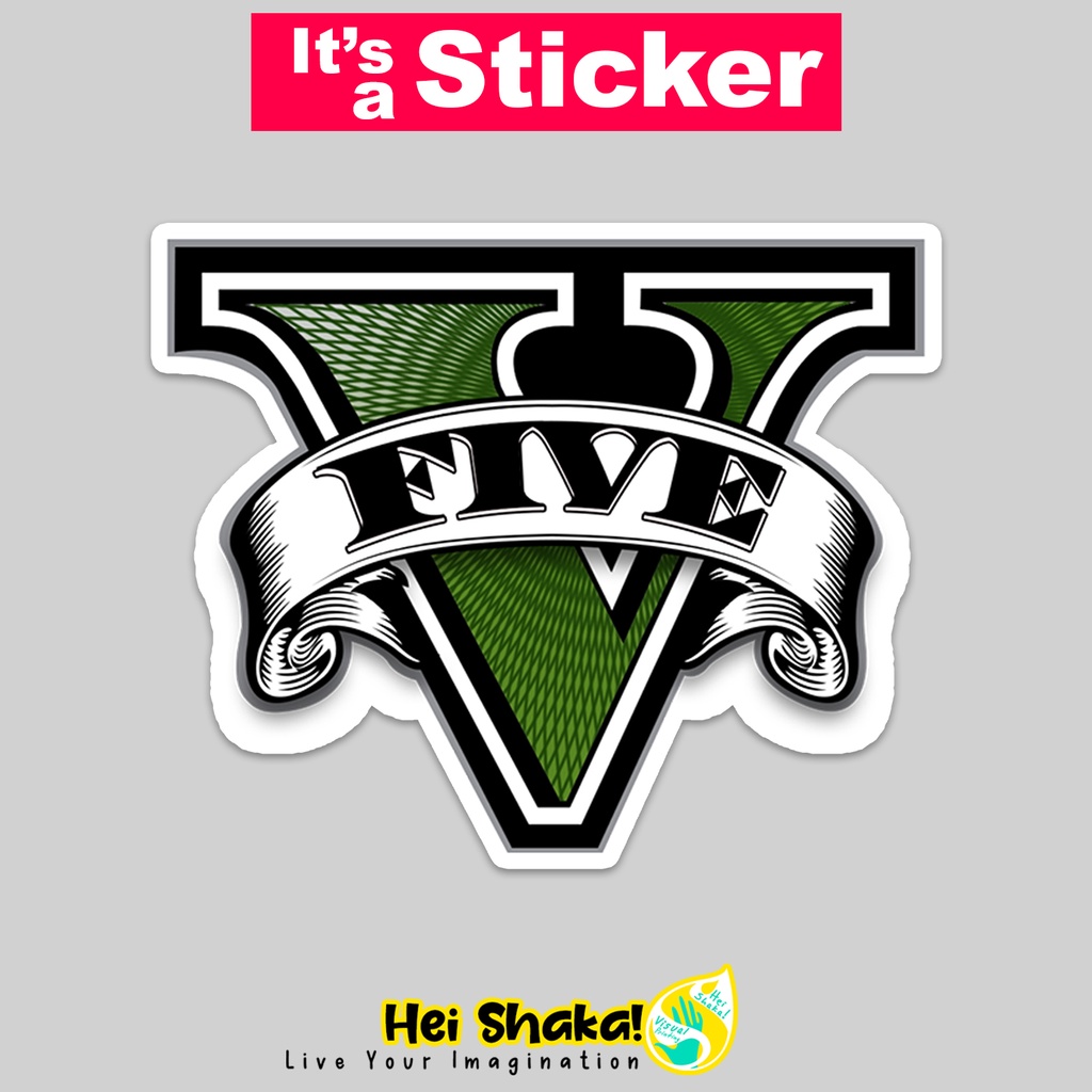 

Stiker GTA 5 V Five Logo Sticker Gamer Tempelan Gaming Bahan Vinyl Anti Air