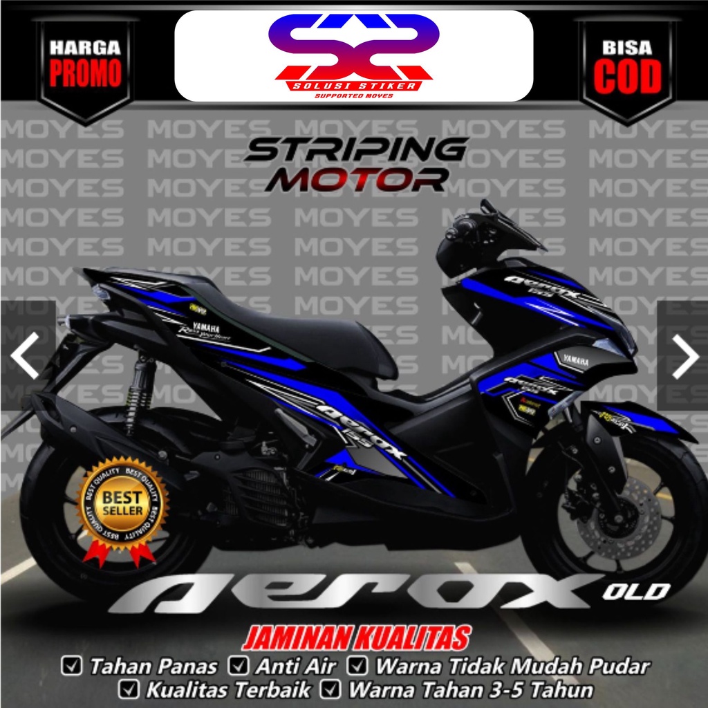 striping cutting aerox old 155  sticker cutting plat bodi  motif/biru