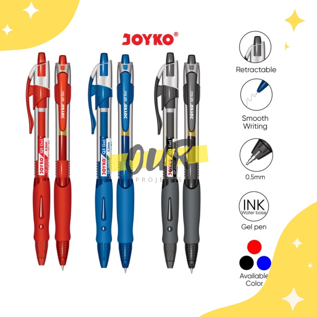 

JOYKO PENA GP/265 Q-GEL TINTA 0.5MM BOLPOINT, TINTA HITAM, BIRU, DAN MERAH [Our_projects]