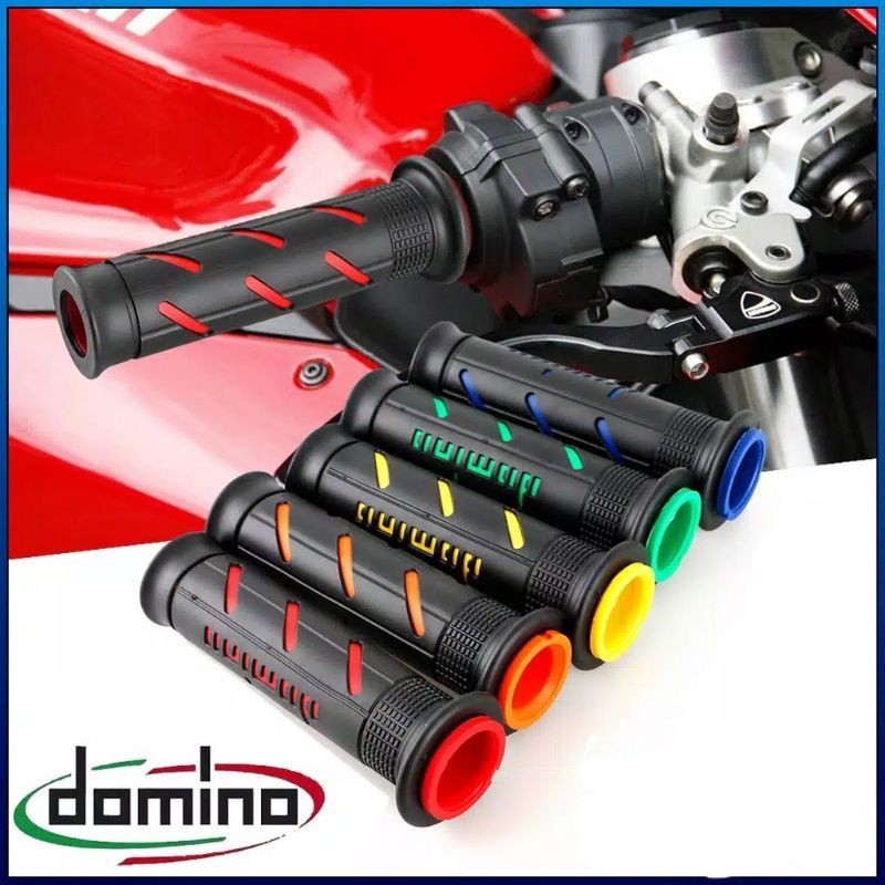 HANDGRIP GRIP HANFAT KARET 2 TONE DOMINO MODEL GARIS UNIVERSAL COCOK UNTUK SEMUA MOTOR