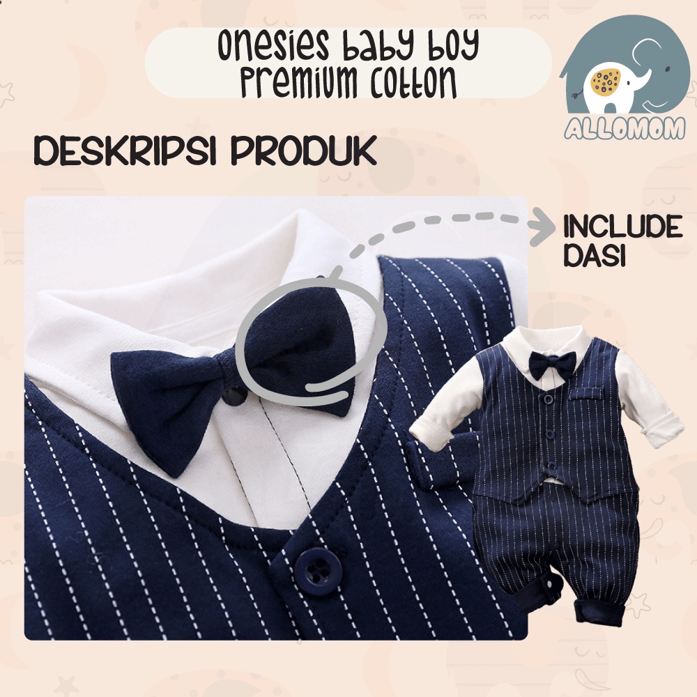 Baju Pesta Bayi Cowok / Laki / Romper Baby Boy Onesies Bahan Katun Include Dasi