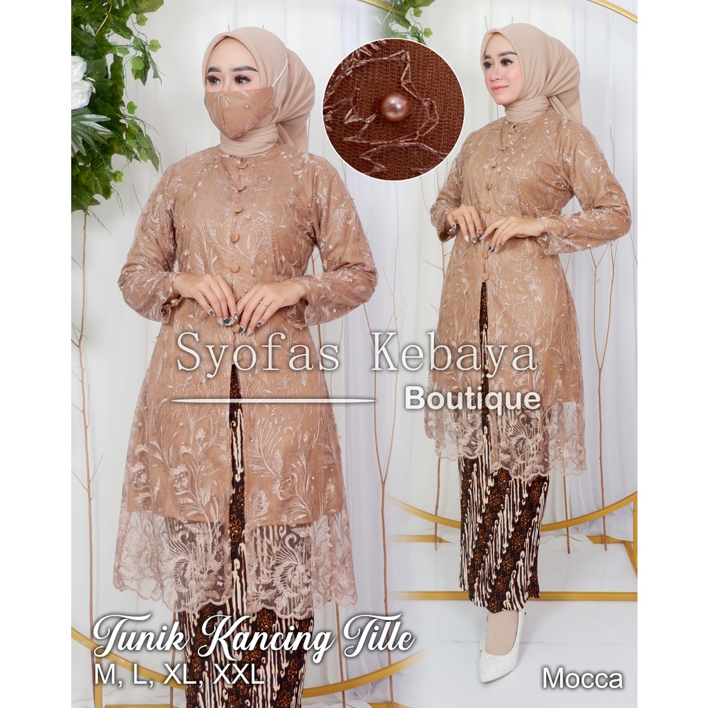 Stelan Tunik Tile Kancing Premium/kebaya wisuda/kebaya pesta/kebaya modern/kebaya tunangan/kebaya la