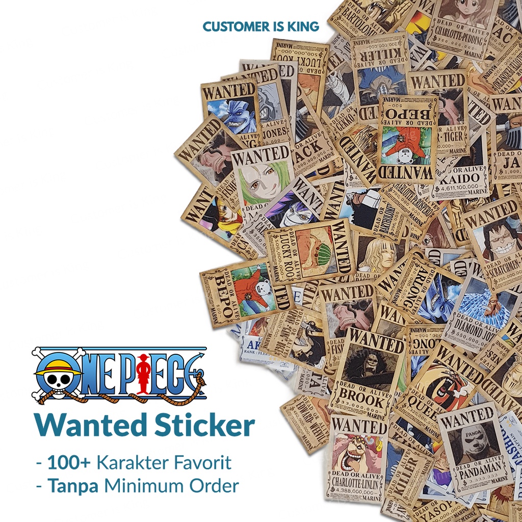 

Stiker Sticker ONE PIECE WANTED POSTER Bounty Murah Banyak Varian 80+ Karakter Favorit | Mugiwara Crew | Marine | GERMA 66 | Revolutionary Army