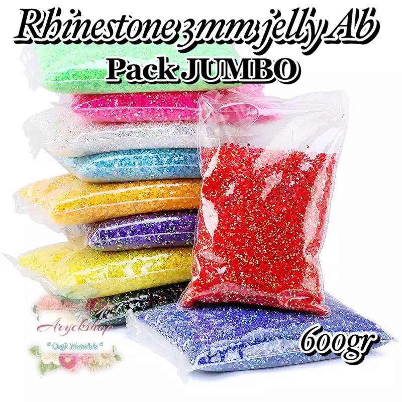 Rhinestone Jelly Ab 3mm Pack JUMBO Bahan Craft Nailart Henna Tasbih Digital Blink Hias