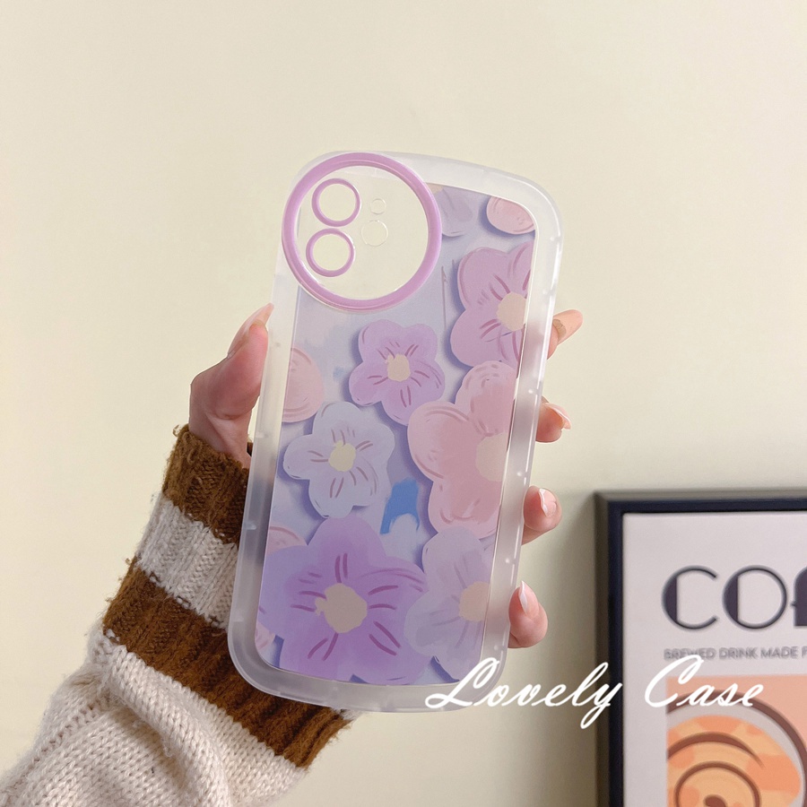 Redmi Note12 A1 10A 10C 9 9T 9A Note 11 Pro+10 10s 8 7 Pro Mi12 11 Lite 11Ultra 10 12T 11T 10TPro Poco M3 Pro X3 GT Pink Ungu Flowers Casing Soft Cover Bening