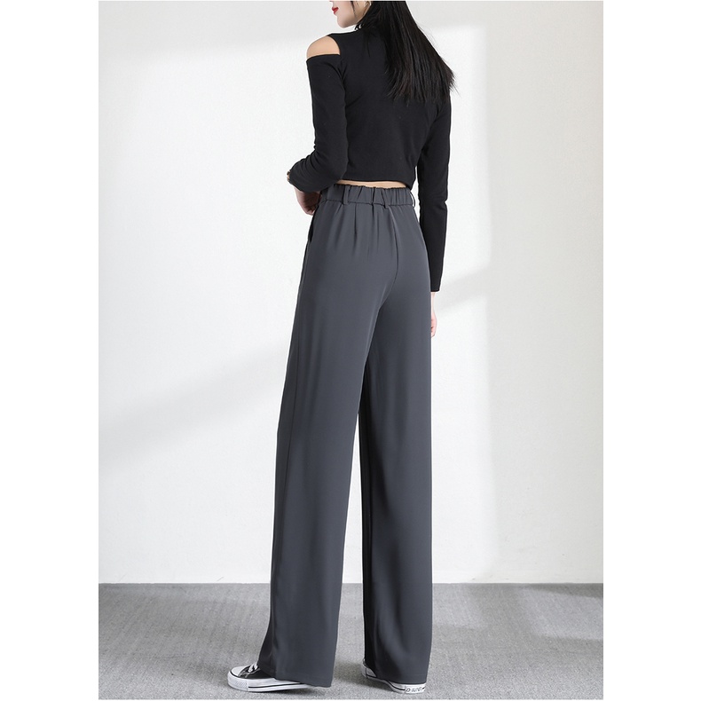 Celana Jas Wanita Highwaist Straight Loose Celana Panjang Wantia Korea