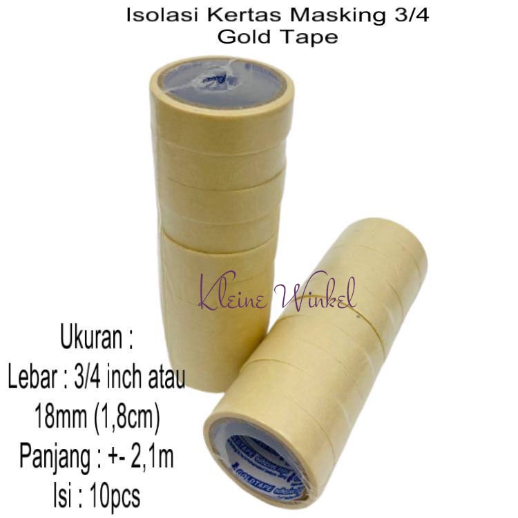 

Isolasi Kertas Masking 3/4 Gold Tape isi 10 pcs