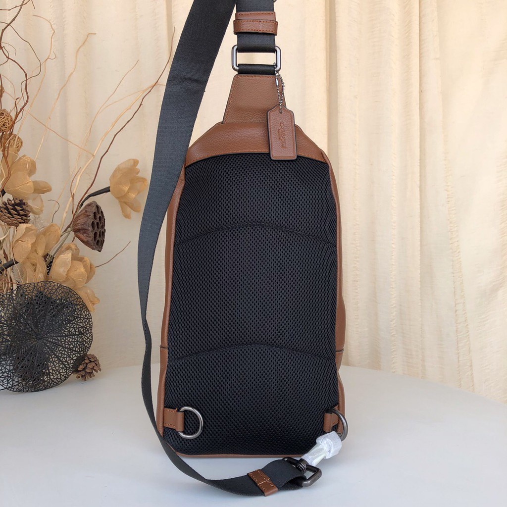 TAS PRIA SIGNATURE HOUSTON VARSITY SLING BAG BROWN STRIPE PACK 49318