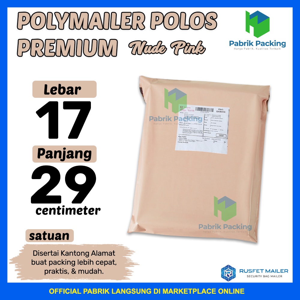 

Polymailer Premium Amplop Packing Rusfet Peach Polos 17x25 cm Satuan Termurah