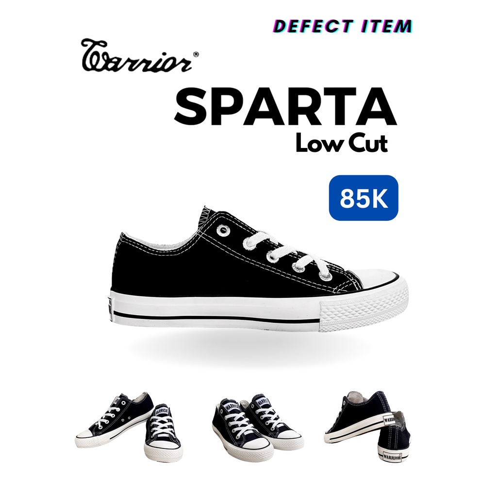 Warrior Sparta Hitam Putih LC - Sepatu Sekolah Warrior Pendek