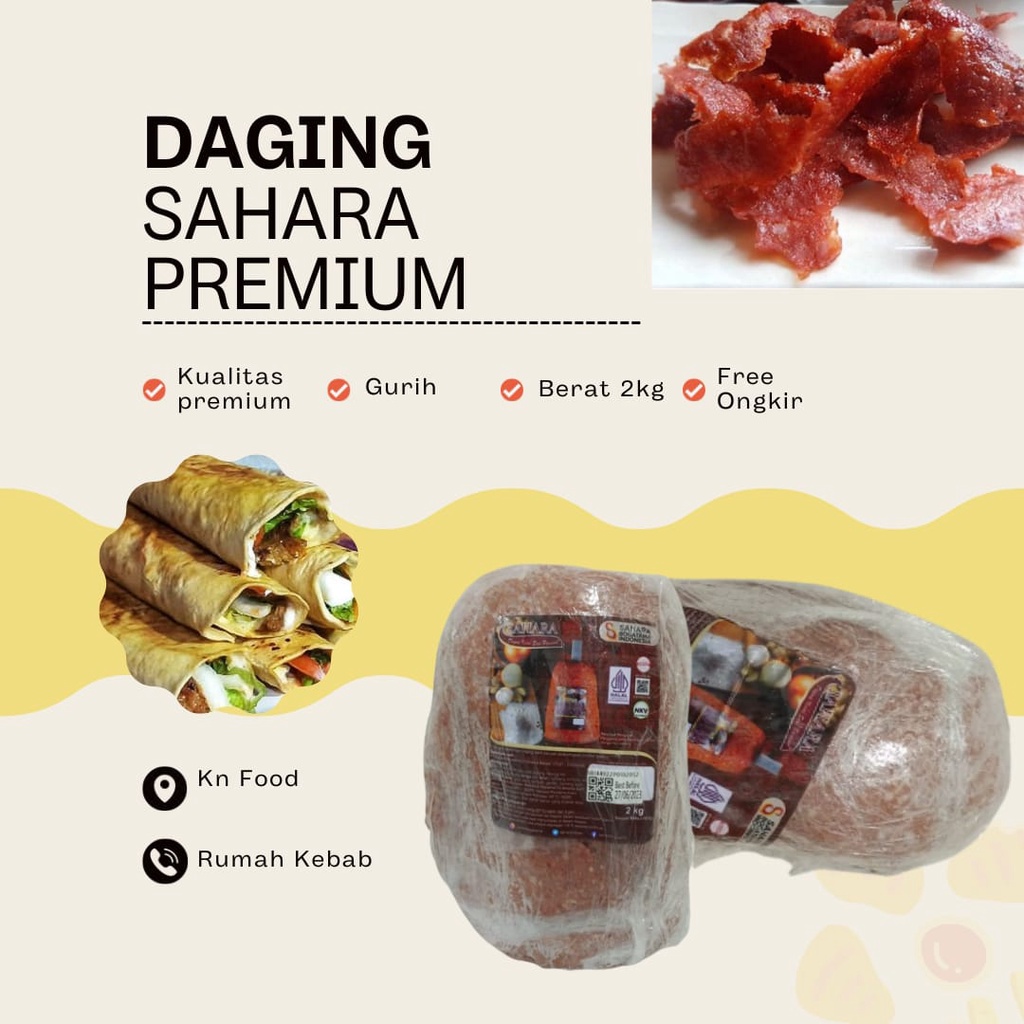 

SAHARA PREMIUM / DAGING KEBAB TANPA TIANG BERAT 2 KG.