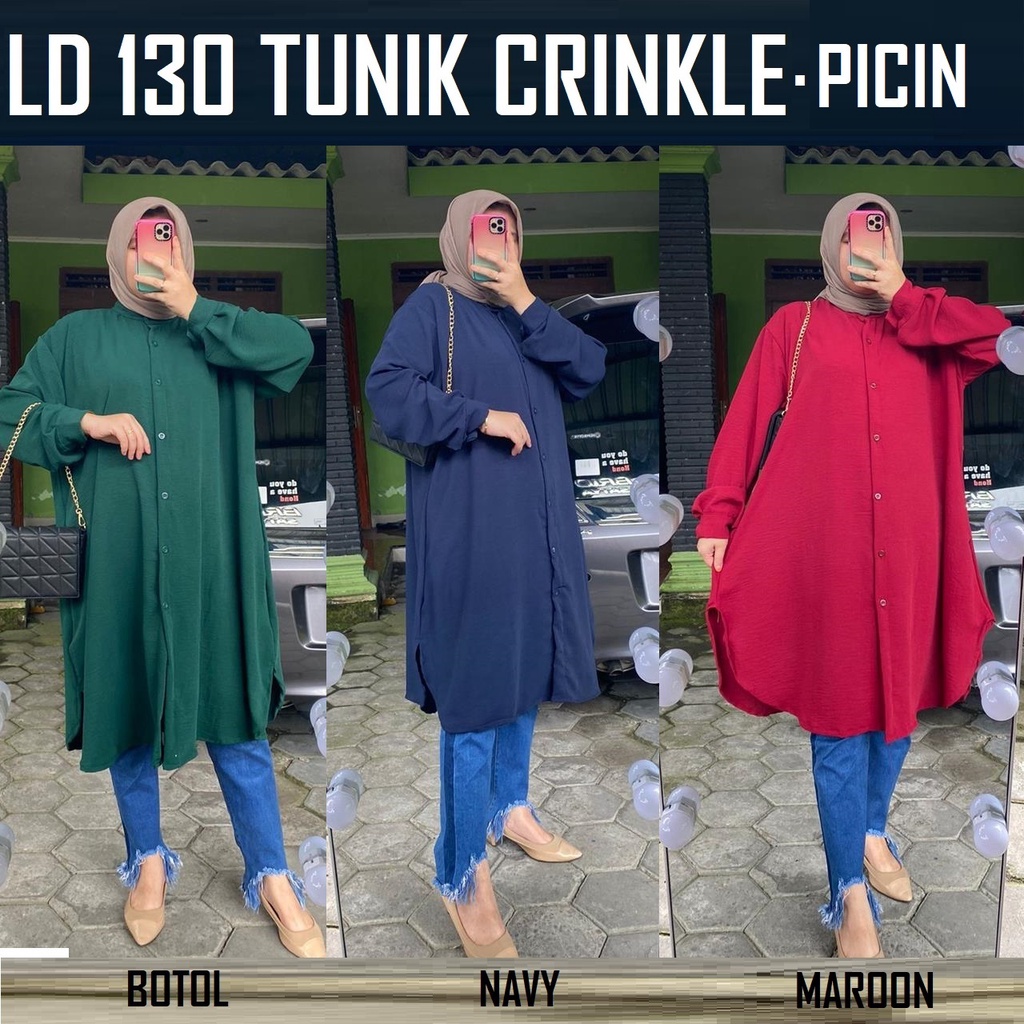 Tunik Jumbo ld 130 4L Matt. Airflow Crinkle Premium Atasan Big Size XXXXL Motif Sacio