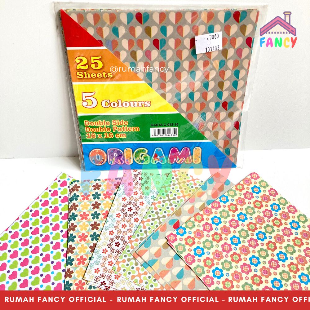 

[1PAK] isi 25 Lembar Kertas Lipat MOTIF bunga love abstrak DOUBLE SIDE / ORIGAMI two side motif