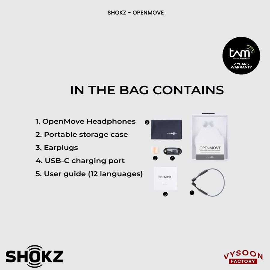 Shokz OpenMove Bone Conduction Open Ear Lifestyle Headphones
