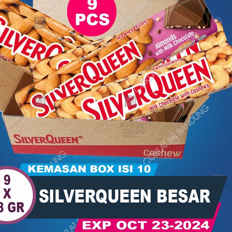 

☄ SilverQueen 58gr X 9pcs Ukuran Besar Cokelat - Coklat Silver Queen Isi 9 pcs X 58 gram Milk Chocolate Cashew Almond 58 gr ۝