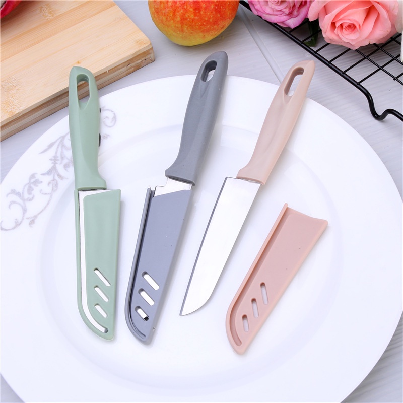 ❤ IJN ❤ Pisau Dapur Kupas Buah Sayur Potong Tajam Stainless Steel Serbaguna Anti Karat Warna Warni