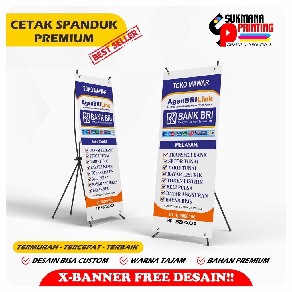 CETAK X BANNER STAND SET RANGKA X BANNER CUSTOM DESAIN BRILINK