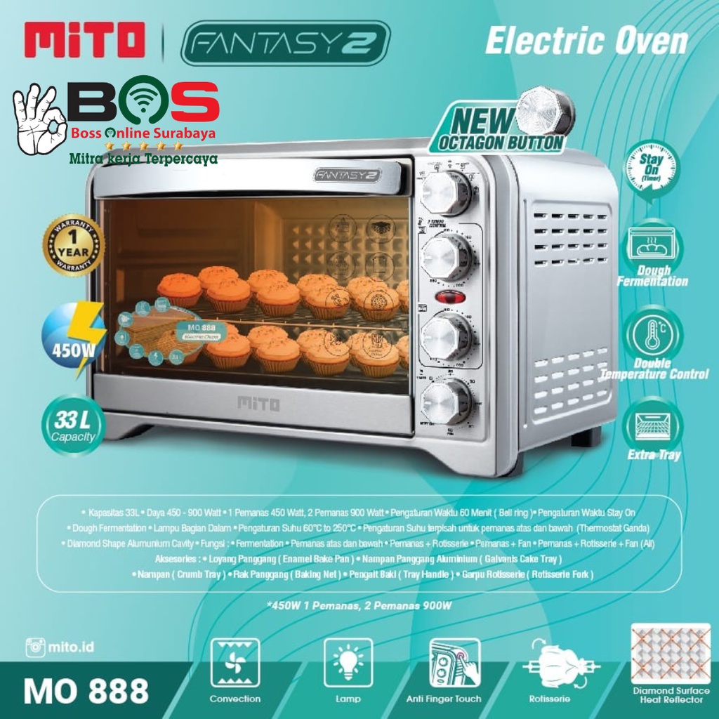 Mito Oven Electric Oven Mito Fantasy Kapasitas 33 Liter MO-888