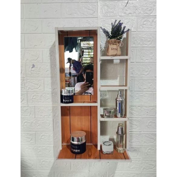 Terlaris Rak Rias Kosmetik Cermin Kaca Dinding Gantung Tempat Make Up Minimalis