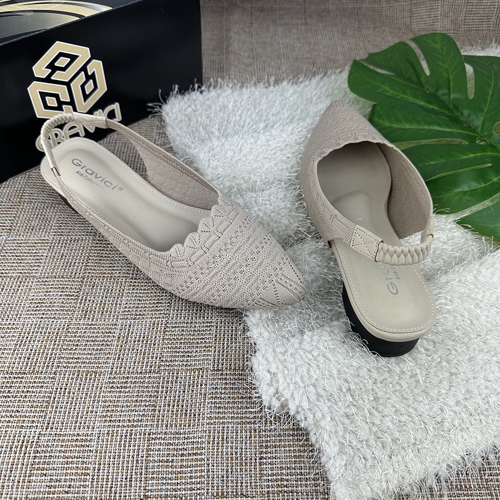 Sepatu Hak Tahu Wanita Tali Bahan Rajut Import PO-06 GRAVICI