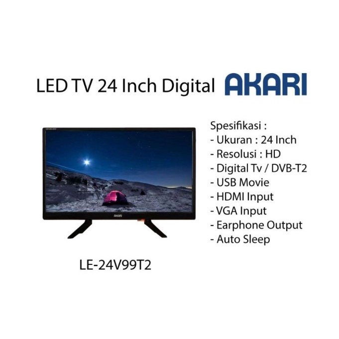 AKARI LED Digital TV 24&quot; HD DVB-T2 USB HDMI VGA LE-24D53 24D53 24D