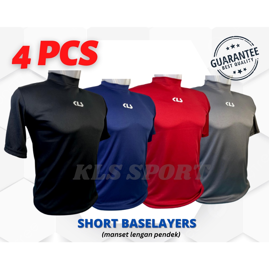 4 pcs Manset Lengan Pendek Baju Olahraga Gym Pria Wanita, Baselayers KLS